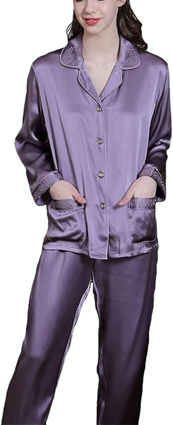 100 Percent Silk Pajamas For Women Female Pijamas long-sleeved Home Suit Real Set