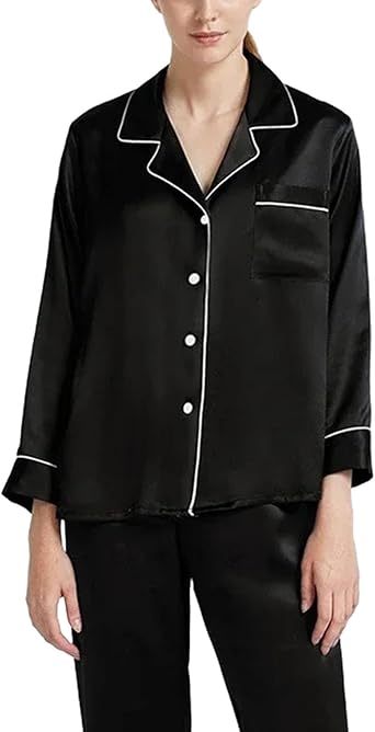 Womens Silk Pajamas Set Noble Sexy Nighty Nightshirt 2 Piece Set