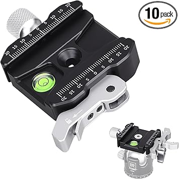 INNOREL CF50 Arca Swiss Lever Clamp, 2"/50mm Long All Metal Quick Release Clamp Adapter for DSLR Camera Tripod Ball Head Monopod, Knob Locking & Lever Locking, Sliver