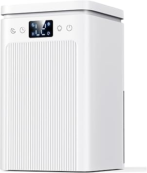 Dehumidifier for Home, 75 OZ Water Tank, Quiet Dehumidifiers for Home with Auto Shut Off, Auto Defrost, Timer, Sleep Mode, 7 Color Light Dehumidifier for Basement, Bedroom, Bathroom - White