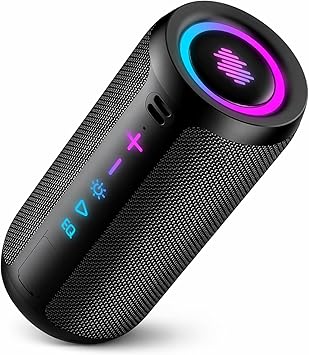 Portable Bluetooth Speaker, Powerful Sound Wireless Speaker: Boost Bass, Bluetooth 5.4, 24H Playtime, 8 RGB Modes, IPX7 Waterproof, TWS Pairing, Beach/Vacation Essentials, Gift Ideas（Black）