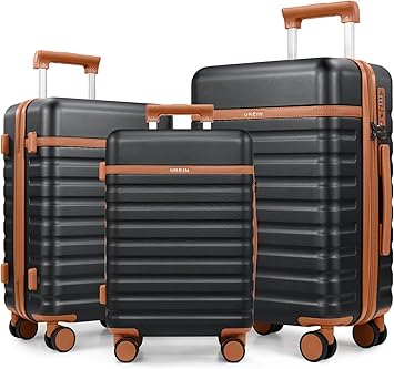 3 Piece Luggage Set, Durable ABS Hardshell Carry On Suitcase Set with Silent Spinner Wheels, YKK Zipper & TSA Lock, Lightweight Large Travel Checked Luggage,20/24/28 Inch