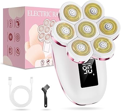 Electric Razors for Women, 7D Floating Head Cordless Shaver, Wet/Dry Painless Hair Remover with Detachable Head, Waterproof for Face, Legs, Underarm, Ideal Gift (Pink)