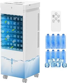 Portable Air Conditioners,Windowless Swamp Cooler Portable AC Unit, Cooling Fan That Blow Cold Air w/Remote 5L Tank 12 Speeds 9H Timer, Evaporative Air Cooler for Bedroom Indoor Room (white)