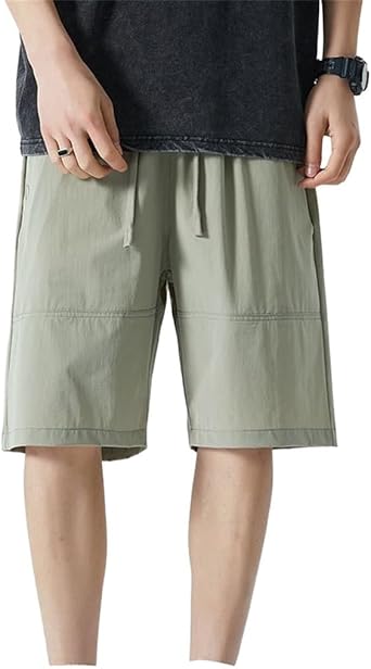 Apricot Color Workwear Shorts for Men's Ice Thin Loose Casual Outerwear Sports Quarter Pants