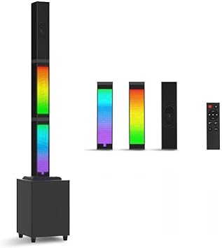 Portable RGB PA Speakers System with 45W Subwoofer, Detachable Bluetooth Speaker DJ Karaoke Indoor & Outdoor, AUX/USB/Mic/RCA/HD, TWS, 3 EQ, DJ Sound Stereo Tower Party Box for PC TV, Live, Events