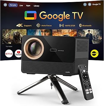 Smart 4K Projector with WiFi and Bluetooth,3500 ANSI High Brightness,Official Licensed Google TV,Auto Focus,Dolby Audio Movie Cinema for Bedroom Home Theater & Outdoor
