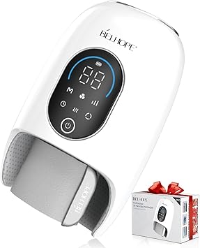 Hand Massager with Heat and Compression for Arthritis and Carpal Tunnel Relief, Finger Wrist Massager with 9 Modes & Hot Cold Therapy, Gifts for Women Men, White