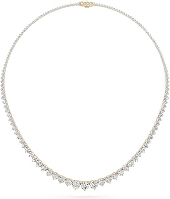 20 Carat F-G/VS Round Lab Grown Diamond Gold Tennis Necklace for Women Riviera Necklace 19 inch 14K Yellow Gold Necklace
