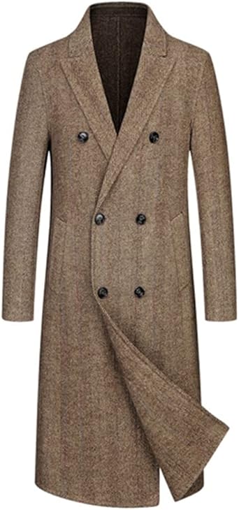 Jacket Men's Double-breasted Long Coat Gentleman Clothes Pockets