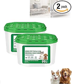 2PCS Home Pet Fur Odor Removal Magic Box & Eliminator, Portable Odor Eliminator and Dust Collector, 360°All-Around Coverage Powerful Pet Hair Removal,for Home, Pet Areas