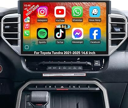 14.6 Inch Car Stereo Radio Upgrade for Toyota Tundra 2021-2025, 8-Core 8GB+256GB Android 13 Head Unit with Wireless CarPlay Android Auto, in-Dash GPS Navigation, Touch Screen, 4G WiFi Bluetooth