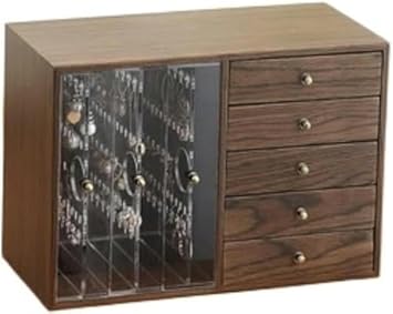 Elegant Wooden Jewelry Box for Women - 2-in-1 Organizer & Storage Case - Ideal for Rings, Necklaces, Bracelets - Stylish Design (One Color C)