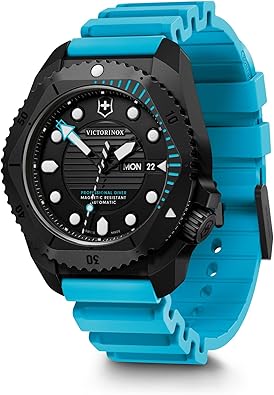 Victorinox Dive Pro Automatic Black Titanium Blue Rubber Strap Watch 43mm - 242071