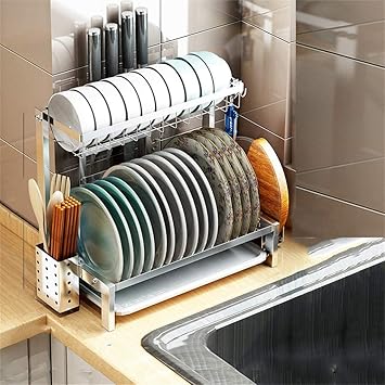 Heavy-Duty Dish Rack, Thickened Kitchen Storage Organizer, Multi-Functional Drain Rack for Dishes, Utensils, and Cookware – Space-Saving Design, Rust-Resistant, Easy to Clean