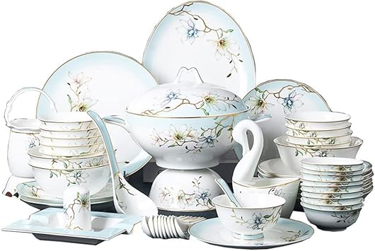 62 Bone China Bowls And Plates Tableware Household Ceramic And Set Kitchen Utensils