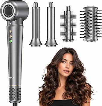 Bopcal Hot Air Styler Wrap, Multi Hair Styler Dryer Brush, 110,000 RPM Fast Drying Hair Dryer Brush with Auto Curling, No Heat Damage Ionic Styler for Curl, Straighten & Volume 892-S