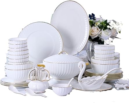 European Kitchen Utensils Dishes Sets Tableware Ceramic 60 Pieces