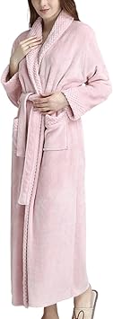 YYZKYTO Towel Robe Women Nightgowns Solid Thicken Velvet Robe Bathrobe Gown Pajamas Sleepwear Pocket Waistband Long Sleeve Home Robes Suit Good,r-L