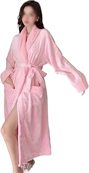YYZKYTO Towel Robe Autumn and Winter Pajamas Plush Thick Velvet Pajamas Female Coral Velvet Simple and Home Service Bathrobe Good,r-L