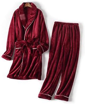 YYZKYTO Autumn Winter Warm Pajamas Sets for Women Thick Flannel Coral Long Sleeve Female Pajama Pyjamas Set Sleepwear Home Clothing,A-L