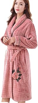 YYZKYTO Nightgown Women's Winter Coral Fleece Thickened Plus Velvet Winter Pajamas Flannel Bathrobe,D-XXL Code