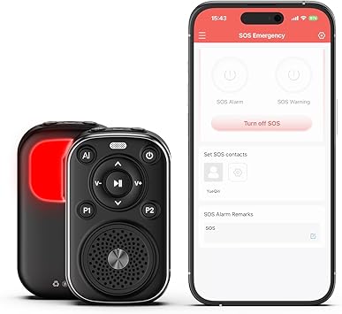 2 in 1 Smart Portable Personal Safety Alarm Mini Bluetooth Speaker with App Notifications, Radar Motion Sensor for Hotel/Travel/Camping Safety, Smart Luggage Anti-Theft Alarm, Emergency SOS Device