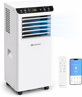 Comfort Zone Smart Portable Air Conditioner 8,000 BTU (5,100 BTU SACC) - WiFi Enabled 3-in-1 AC Unit, Dehumidifier & Fan with Remote Control, Sleep Mode & 24H Timer