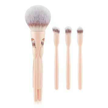 4-in-1 Magnetic Portable Make-up Brush Set – suitable for blush, Eyeshadow, Contouring and More. Synthetic bristles. Magnetic, Detachable brush heads. Compact and portable, ideal for travel