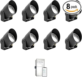 Haven Lighting 9 Series Landscape Lighting Kit - Professional-Grade App Controlled Smart Lights with WiFi - Color Changing Exterior House Lighting, 8-Up LED Lights