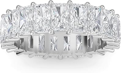 3-10 TCW Radiant Cut Lab Grown Diamond Eternity Ring for Women Full Eternity Wedding Band Matching Band Engagement Ring Wedding Ring for Women Luxury Anniversary Jewelry (E-F Color, VVS1-VVS2 Clarity)