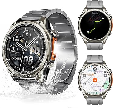 Anywise W1 Pro Mens Smart Watch, 5ATM Dual-Band GPS Offline Maps,1.43'' Fitness Smart watches for Android Phone/iPhone Compatible,170+ Sports Modes, Answer/Make Calls/12 Days Battery/3 Strap