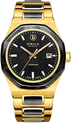 Diella Automatic Watches for Men Mens Watches Waterproof Date Luminous, Dial is Inlaid with Emerald Jade, Business Dress Watch with Diamond Hour Markers, Automatic Watches for Men Luxurious Gift