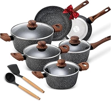 Induction Cookware Set Pot of Pots for Cooking 12 Pieces Dishwasher Safe Kitchen Accessories Non-stick Sets Utensils Dinner