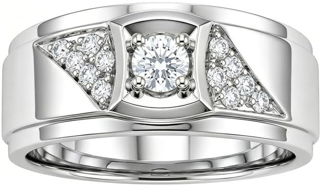 10K 14K 18K Gold Diamond Wedding Band for Men Lab Grown Diamond Engagement Ring Jewelry Gifts for Mens Size 4-16 （D Color,VS1 Clarity，Contain an IGI Certificate.）