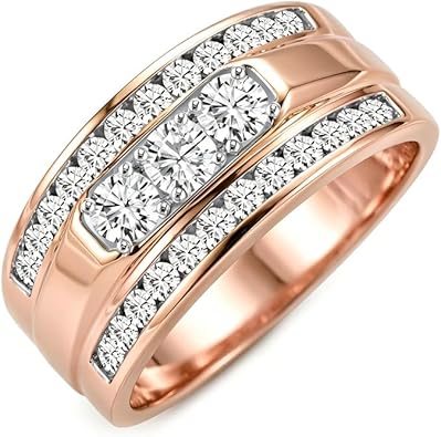 10K/14K/18K Gold Diamond Wedding Band for Men Lab Grown Diamond Engagement Ring Jewelry Gifts for Mens Size 4-16 （D Color,VS1 Clarity，Contain an IGI Certificate.）
