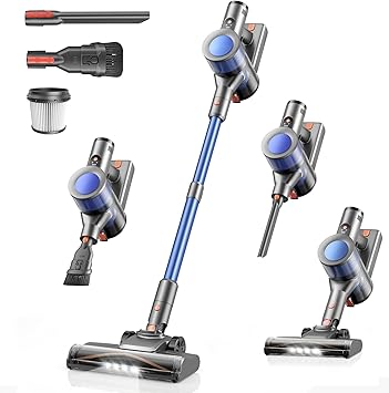 Dzaki Cordless Stick Vacuum Cleaner, 50KPa Brushless Motor Vacuum with Anti-Tangle, LED Display, 55-Min Runtime & Detachable Battery for Pet Hair, Carpet & Hardwood Floors