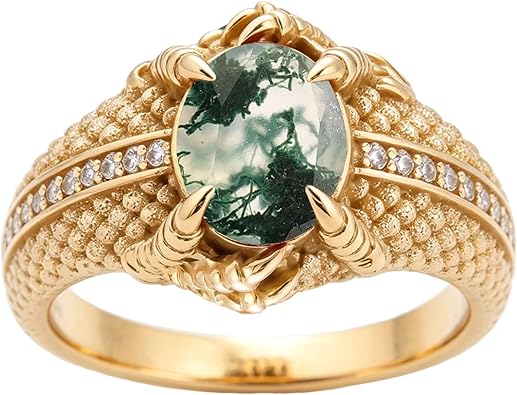 10K 14K 18K Gold Dragon Claw Gemstone Rings for Men Women Vintage Gothic 2CT Oval Cut Gemstone Promise Statement Ring Jewelry Gifts