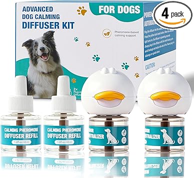 Dog Calming Diffuser, Calming Pheromones Diffuser Kit Appeasing Pheromone Diffuser to Calm (2Plug in+4Refill) for Anxiety Relief Reduce Aggression Fighting Barking Stress