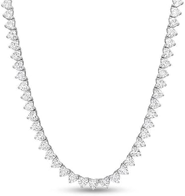 Heart Shape Diamond 18 Ct Tennis Necklace for Women EVS Lab Grown Stones 14K White Gold Classic Luxury Necklace for Bridal Party Wear