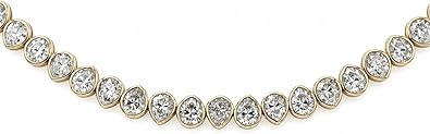 18 Ct Pear Diamond Tennis Necklace for Women 14K Gold over, Sterling Silver EVS Lab Grown Diamond Bezel Set Wedding Gift Jewelry