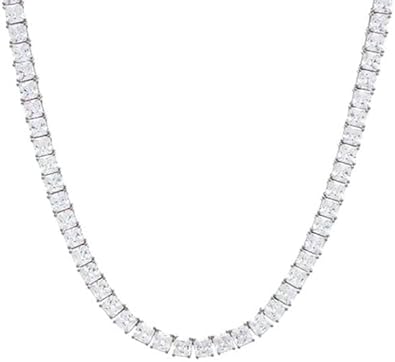14K Gold over, 925 Sterling Silver Diamond Tennis Necklace Princess Shape 15 Carat Lab Grown Stones Elegant Necklace for Unisex Fine Jewelry Gift
