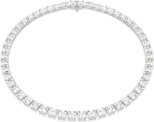 Lab Grown 20 Ct Asscher Cut Diamond Necklace 14K White Gold EVS Tennis Choker for Women Wedding Jewelry Gift