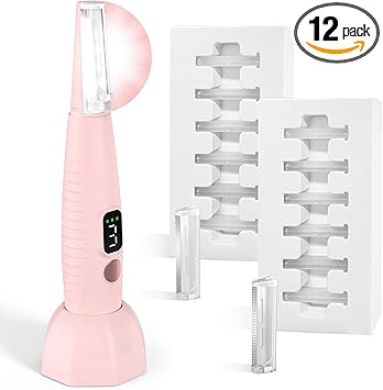 CNMSGM Sonic Dermaplane Razor for Women Face + Eyebrow Trimmer Dermaplaning System - Peach Fuzz Remover - 12 Weeks of Dermaplaning Blades (Pink)