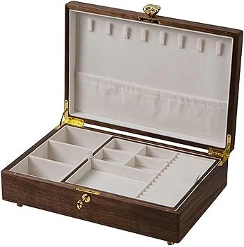 Vintage Jewelry Box - 13.38" Wooden Storage Organizer for Rings, Necklaces, Bracelets & Watches - Elegant Retro Home Décor Jewelry Organizer
