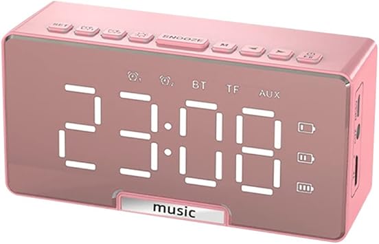 Music Alarm Clock LED Digital 2 Alarms Snooze Electronic Watch Dimming Adjustable Phone Stand Rechargeable(OneColor)