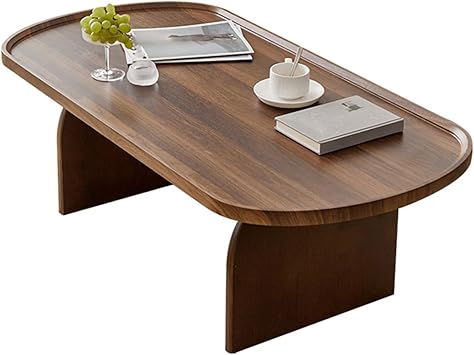 Modern Wooden Coffee Table for Living Room, Long Oval Design with Sturdy Wood Top, Perfect for Small Spaces, Home Office & Stylish Decor