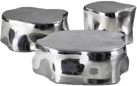 Modern Irregular Stainless Steel Coffee Table Set – Luxury Sculptural Metal Tea Table Designer Center Table for Living Room & Contemporary Interiors