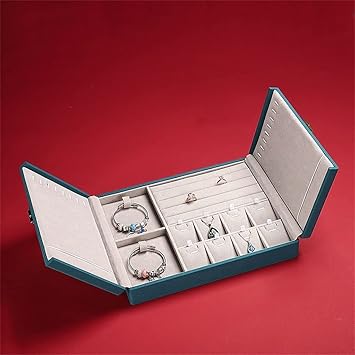 FMURY Microfiber Jewelry Box Cover Rings Earrings Display Gift Boxes Organizer Pendant Necklace Bracelet Tray Holder Storage Case(C)