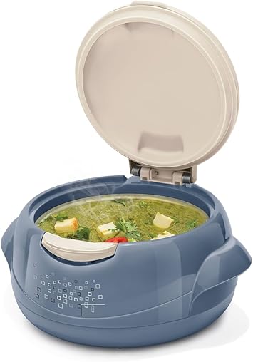 Microwow One Touch Inner Stainless Steel Casserole with Lid, BPA Free, Food Grade, Hot and Cold, Diwali Gift Item Set of 1, 1500 ml, Stone Blue